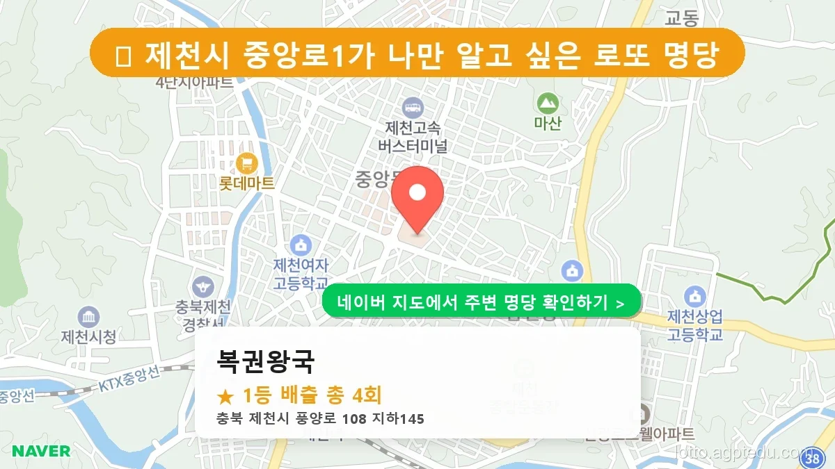 충북 제천시 중앙로1가 로또 명당 복권왕국 1등 당첨 배출점 전경