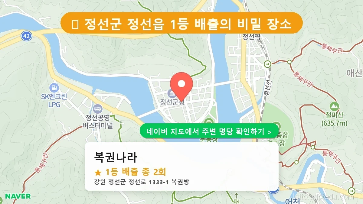 강원 정선군 로또 명당 BEST 4: 우리 동네 1등 배출점 찾기