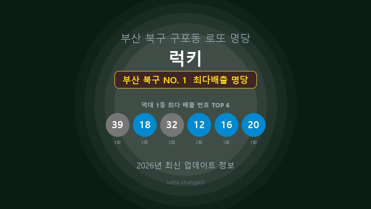 부산 북구 로또 1등 당첨 지역 지도 명당 안내, TOP 1, 판매점 최다 출현 번호, 당첨 내역, 매장 위치 제공