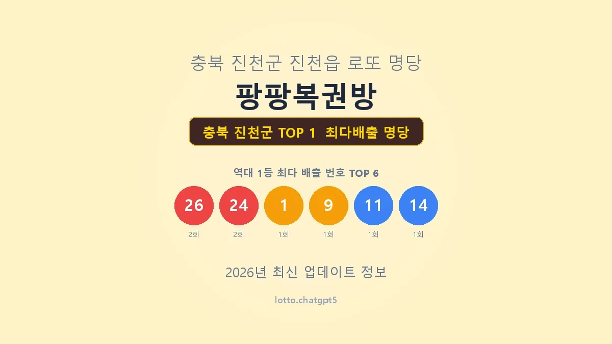충북 진천군 로또 1등 명당