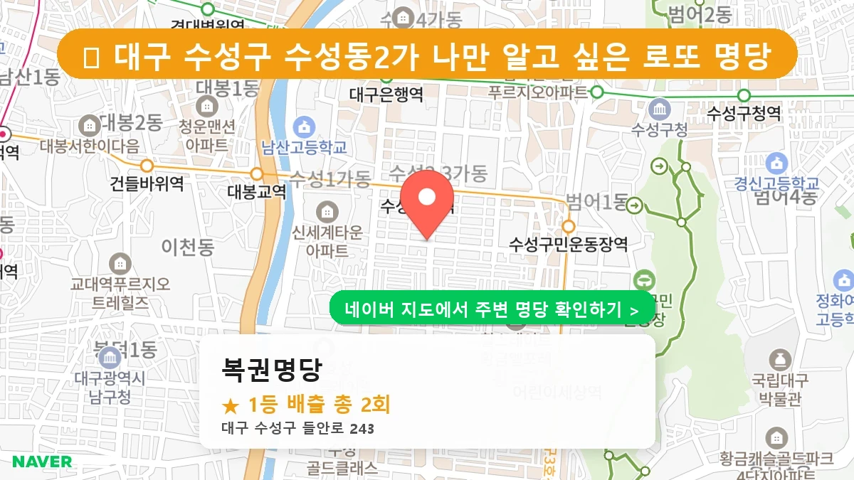 대구 수성구 수성동2가 로또 명당 복권명당 1등 당첨 배출점 전경