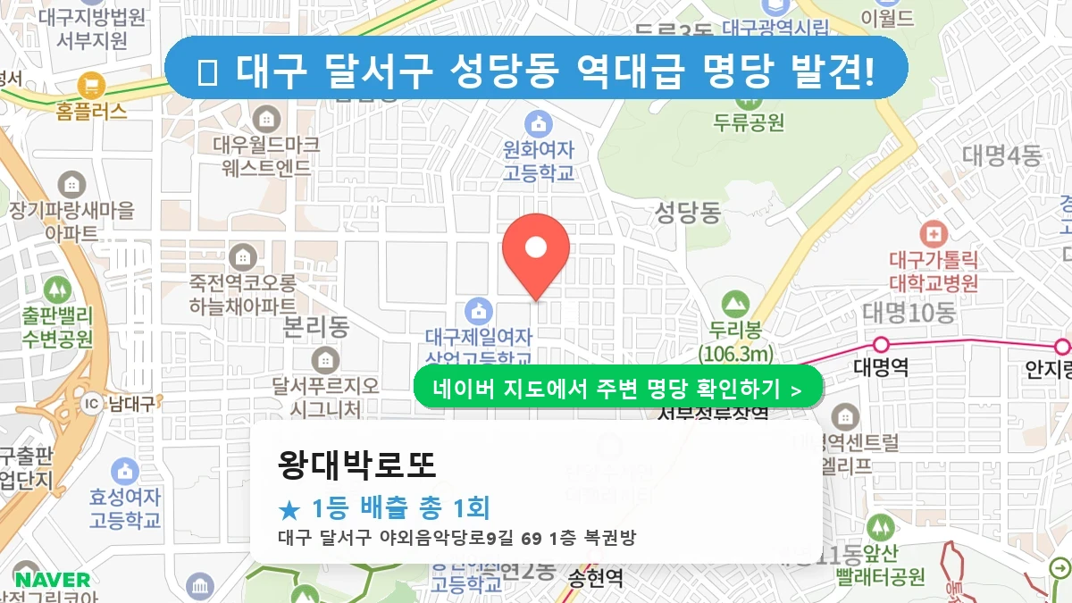 대구 달서구 성당동 로또 명당 왕대박로또 1등 당첨 배출점 전경