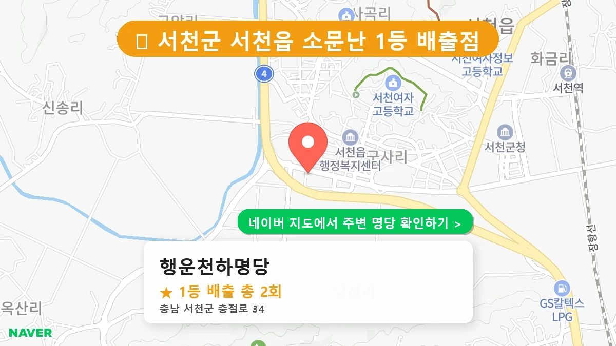 충남 서천군 서천읍 로또 명당 행운천하명당 1등 당첨 배출점 전경