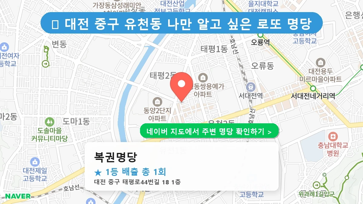 대전 중구 유천동 로또 명당 복권명당 1등 당첨 배출점 전경