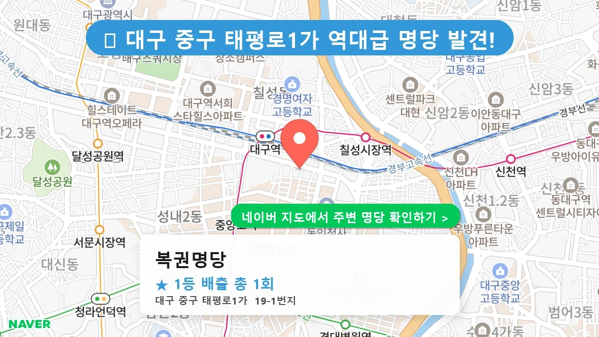 대구 중구 태평로1가 로또 명당 복권명당 1등 당첨 배출점 전경