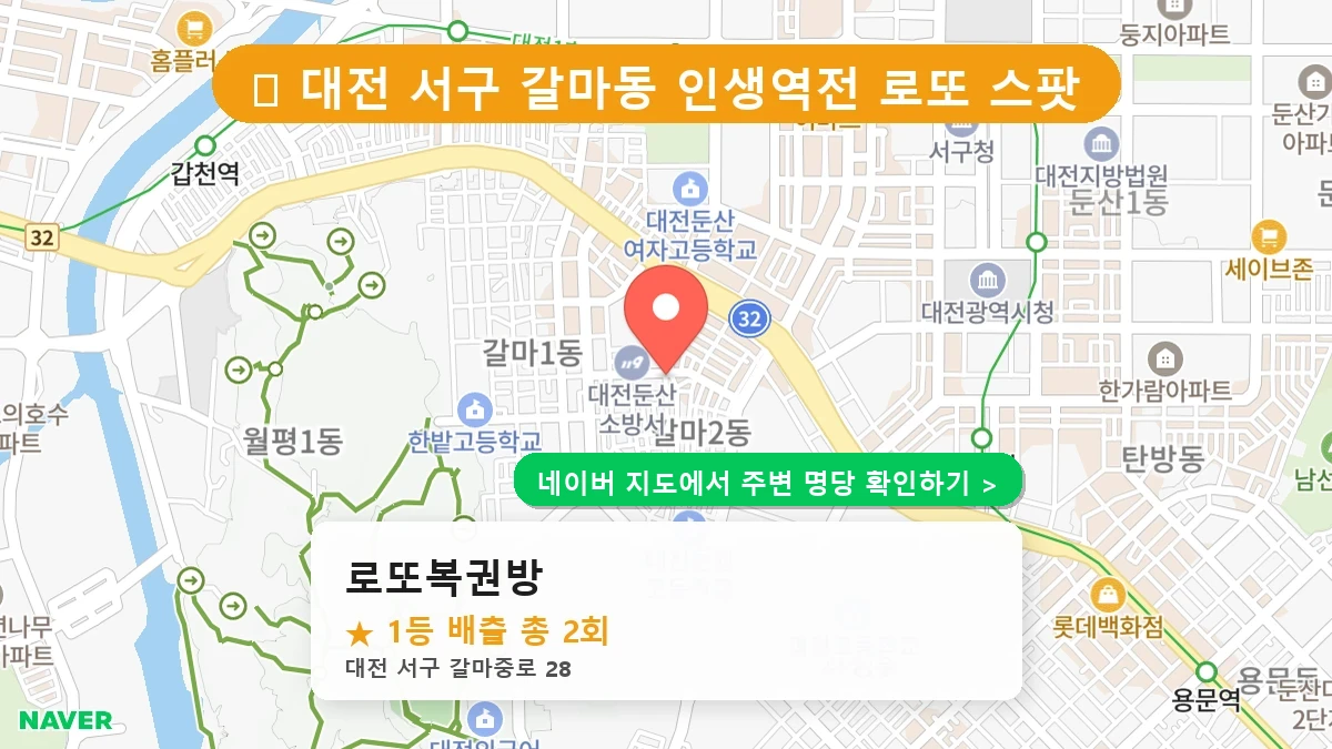 대전 서구 갈마동 로또 명당 로또복권방 1등 당첨 배출점 전경