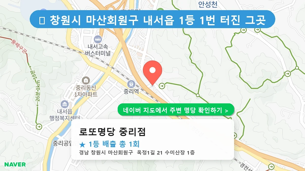 경남 창원시 마산회원구 내서읍 로또 명당 로또명당 중리점 1등 당첨 배출점 전경