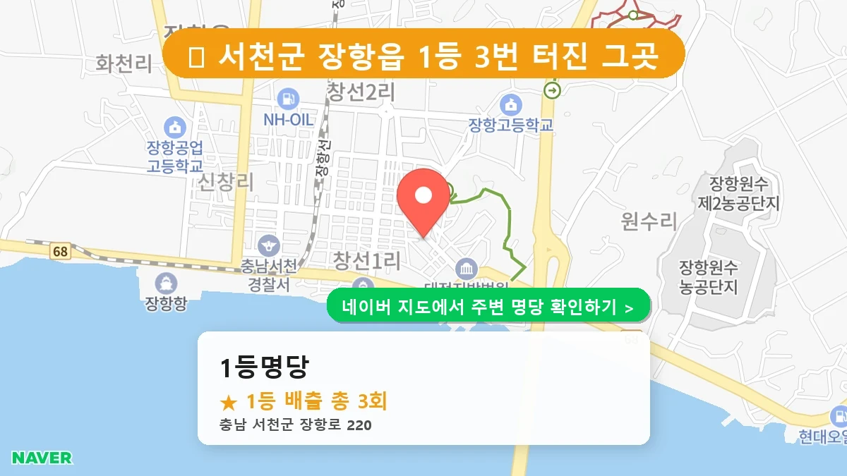 충남 서천군 장항읍 로또 명당 1등명당 1등 당첨 배출점 전경