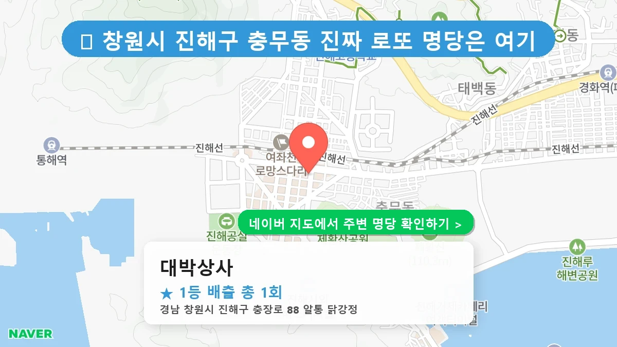 경남 창원시 진해구 충무동 로또 명당 대박상사 1등 당첨 배출점 전경
