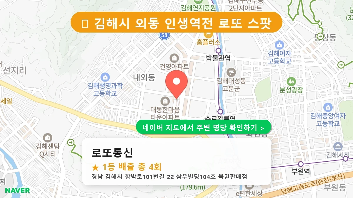 경남 김해시 외동 로또 명당 로또통신 1등 당첨 배출점 전경
