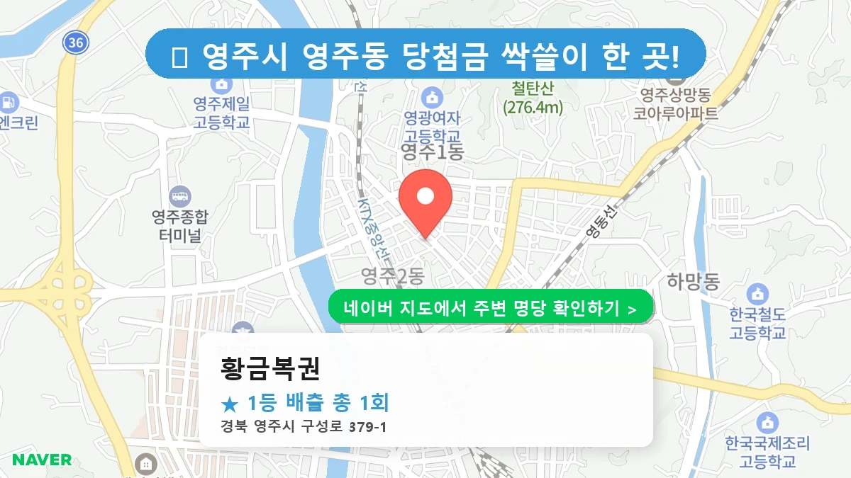 경북 영주시 영주동 로또 명당 황금복권 1등 당첨 배출점 전경
