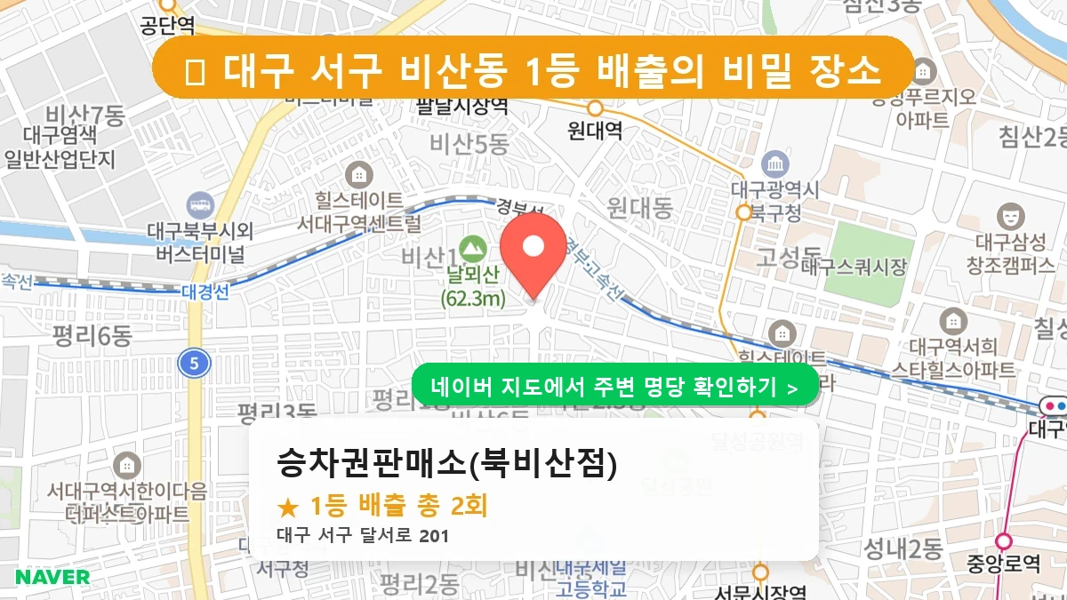 대구 서구 비산동 로또 명당 승차권판매소(북비산점) 1등 당첨 배출점 전경