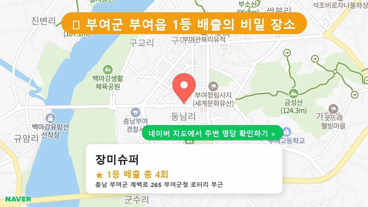 충남 부여군 부여읍 로또 명당 장미슈퍼 1등 당첨 배출점 전경