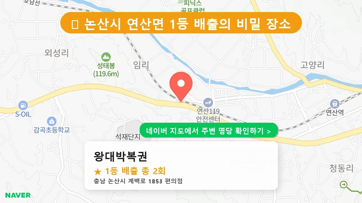 충남 논산시 연산면 로또 명당 왕대박복권 1등 당첨 배출점 전경