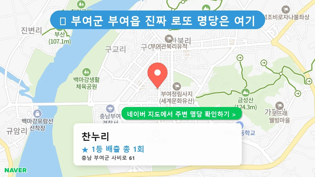 충남 부여군 부여읍 로또 명당 찬누리 1등 당첨 배출점 전경