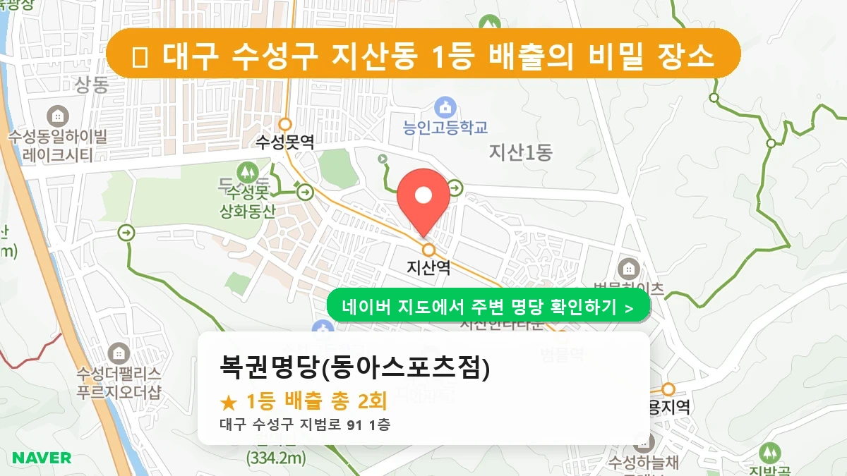 대구 수성구 지산동 로또 명당 복권명당(동아스포츠점) 1등 당첨 배출점 전경