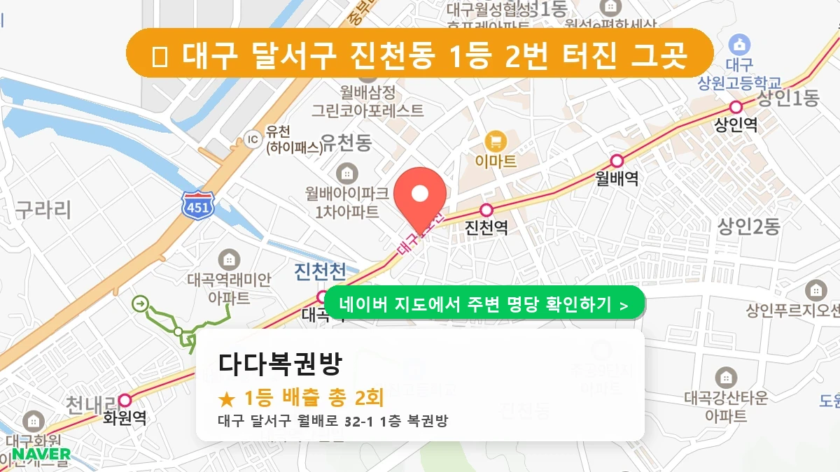 대구 달서구 진천동 로또 명당 다다복권방 1등 당첨 배출점 전경