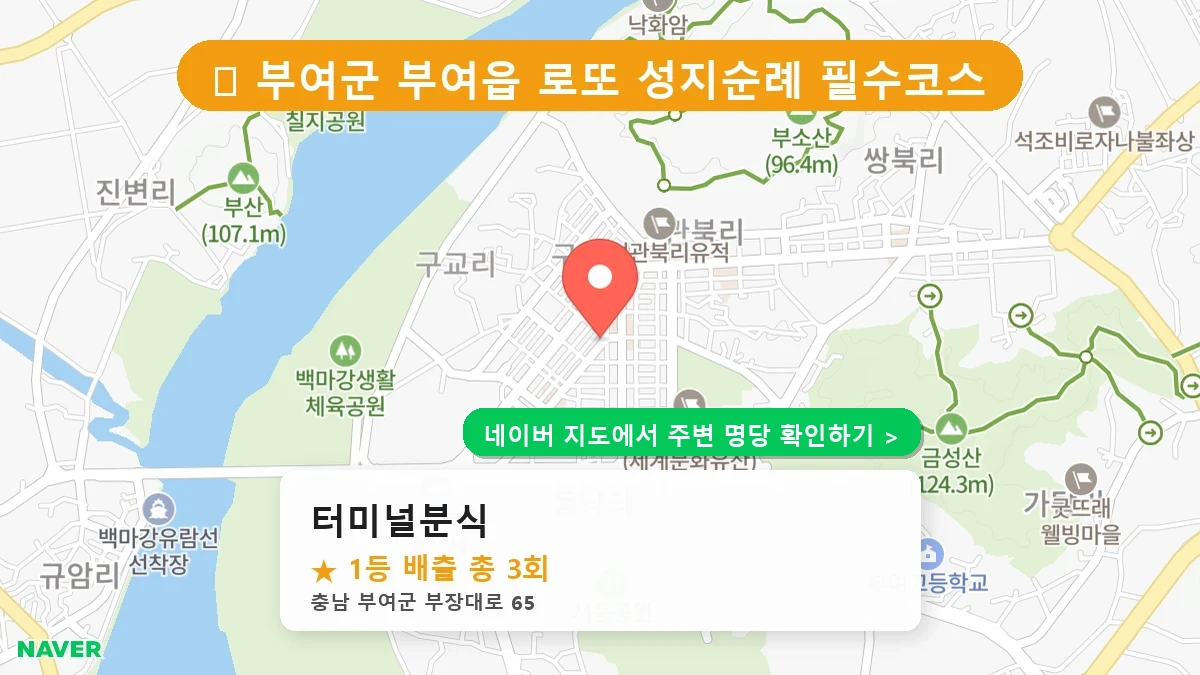 충남 부여군 부여읍 로또 명당 터미널분식 1등 당첨 배출점 전경