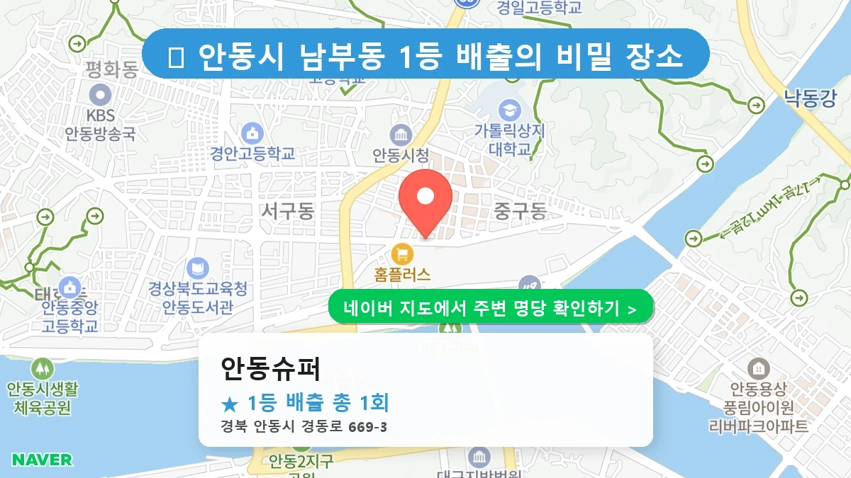 경북 안동시 남부동 로또 명당 안동슈퍼 1등 당첨 배출점 전경