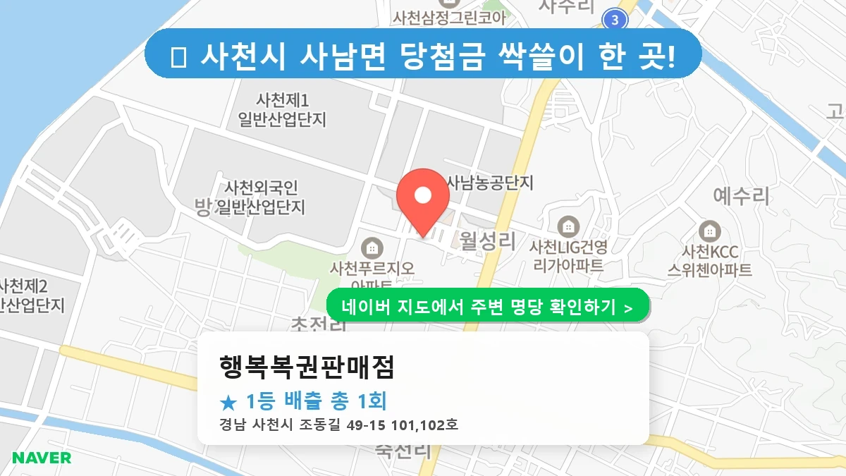 경남 사천시 사남면 로또 명당 행복복권판매점 1등 당첨 배출점 전경