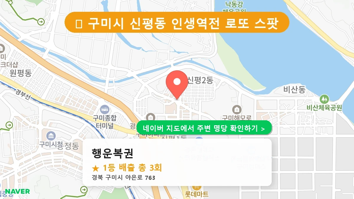 경북 구미시 신평동 로또 명당 행운복권 1등 당첨 배출점 전경