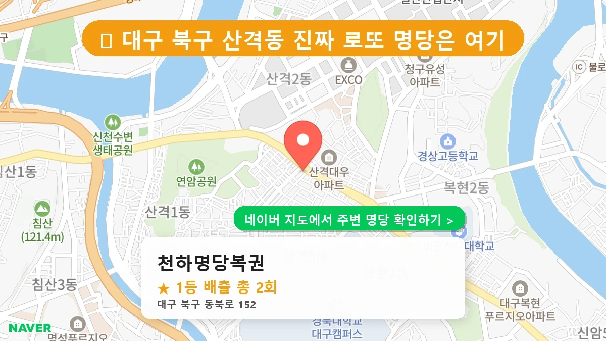 대구 북구 산격동 로또 명당 천하명당복권 1등 당첨 배출점 전경