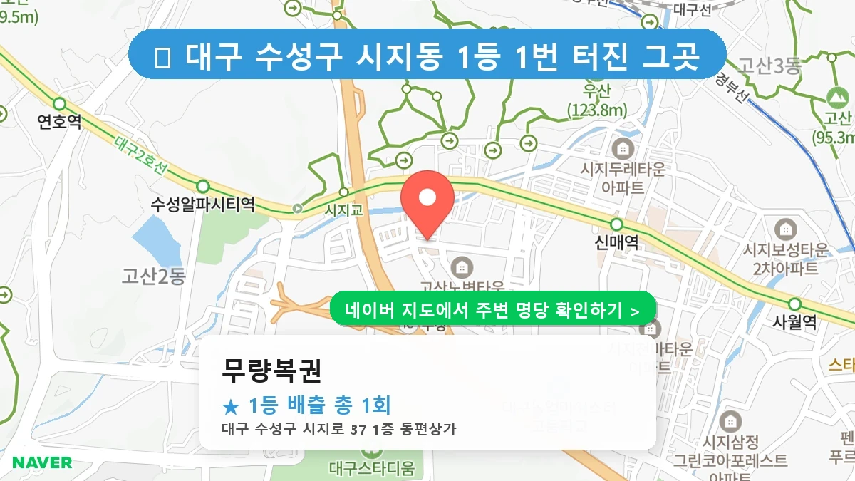 대구 수성구 시지동 로또 명당 무량복권 1등 당첨 배출점 전경