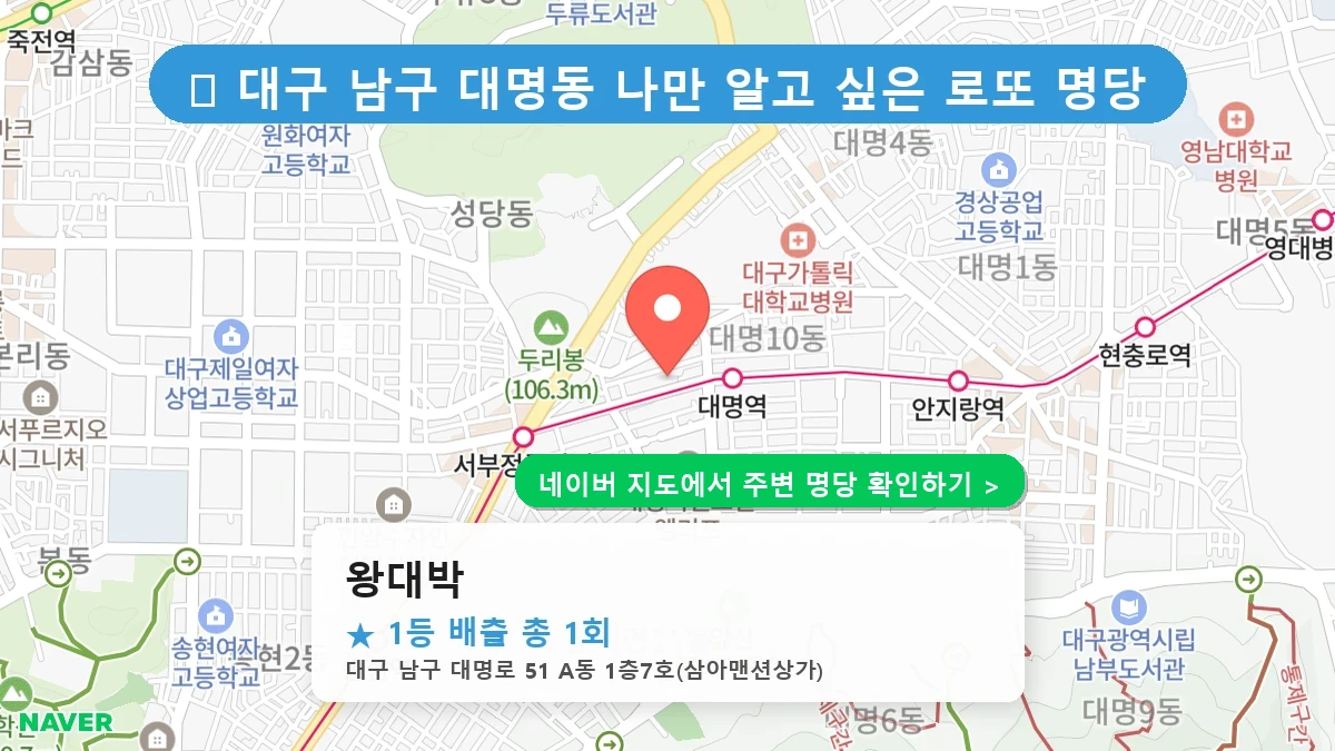 대구 남구 대명동 로또 명당 왕대박 1등 당첨 배출점 전경