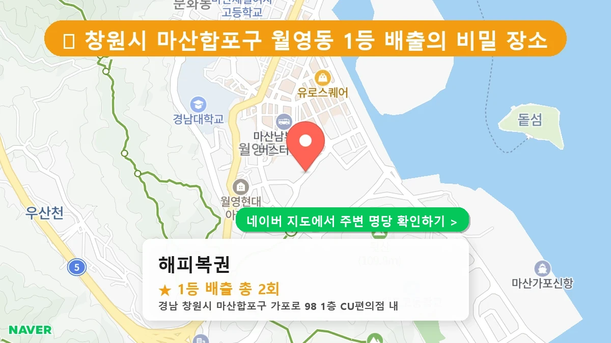 경남 창원시 마산합포구 월영동 로또 명당 해피복권 1등 당첨 배출점 전경