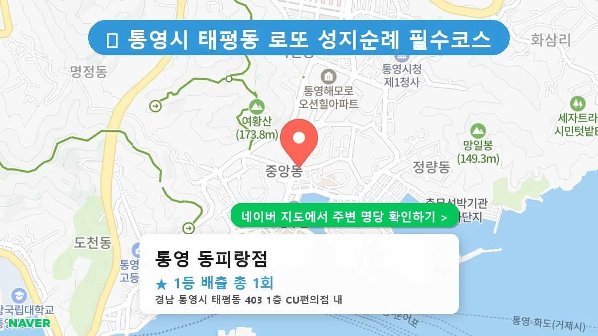경남 통영시 태평동 로또 명당 통영 동피랑점 1등 당첨 배출점 전경
