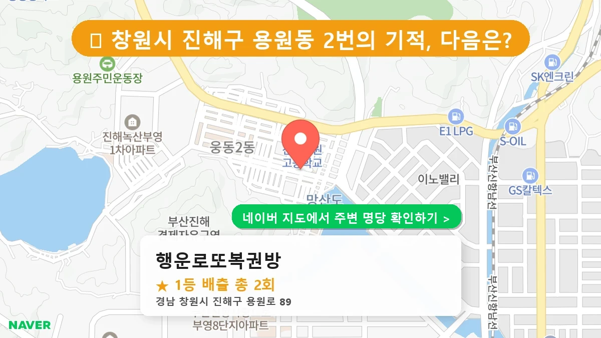 경남 창원시 진해구 용원동 로또 명당 행운로또복권방 1등 당첨 배출점 전경