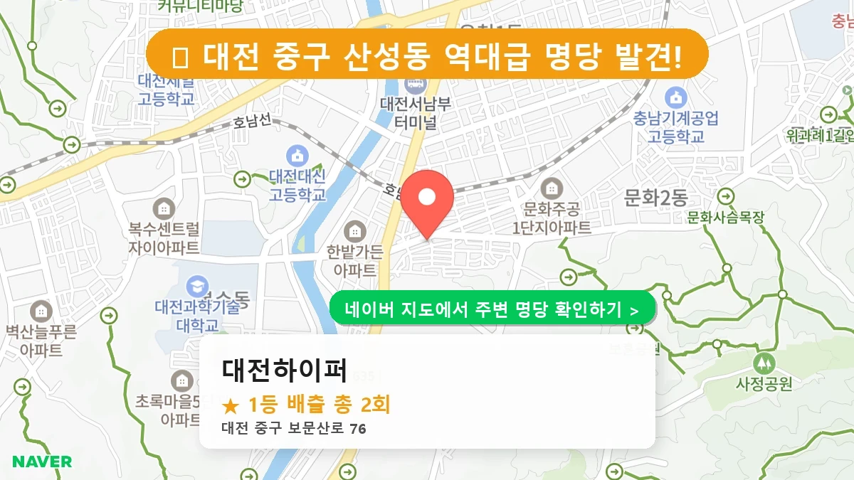 대전 중구 산성동 로또 명당 대전하이퍼 1등 당첨 배출점 전경