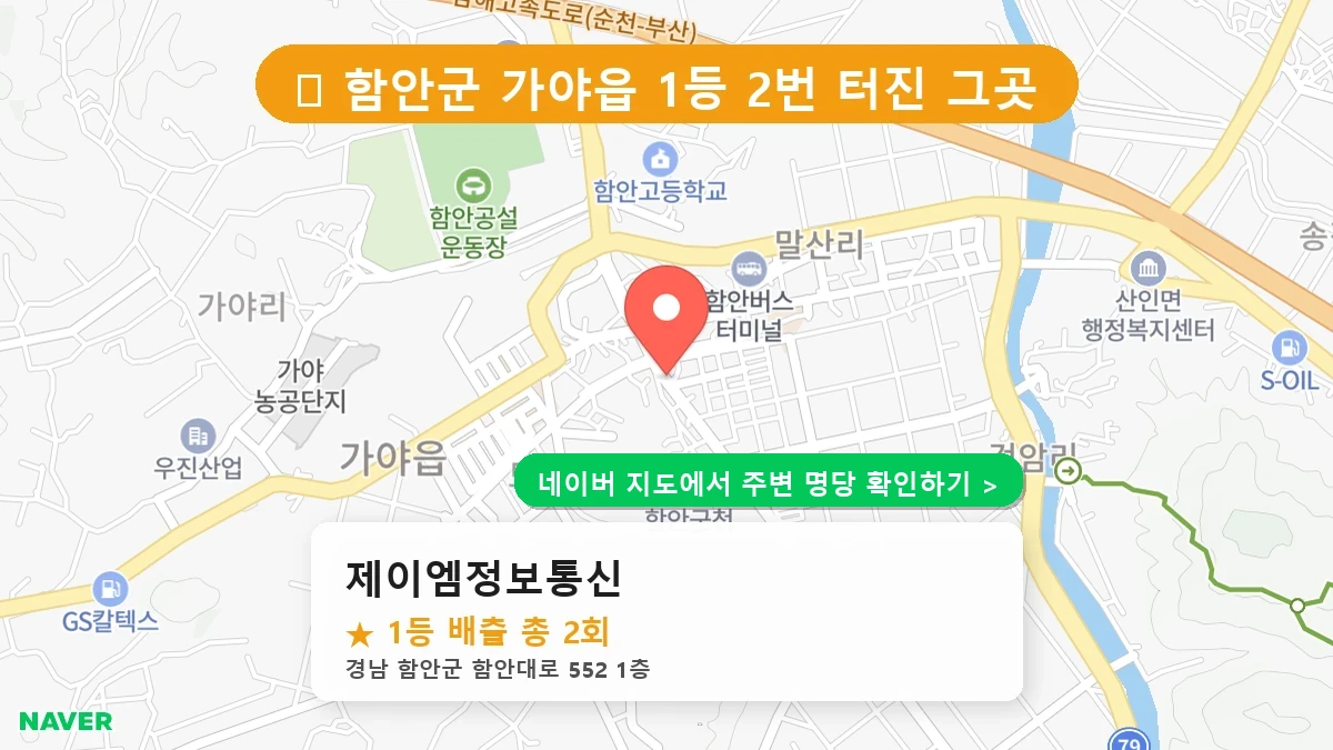 경남 함안군 가야읍 로또 명당 제이엠정보통신 1등 당첨 배출점 전경