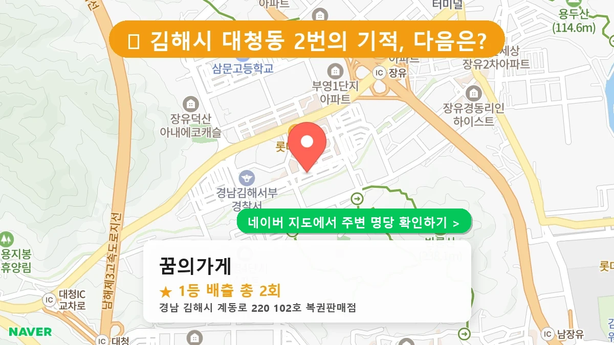 경남 김해시 대청동 로또 명당 꿈의가게 1등 당첨 배출점 전경