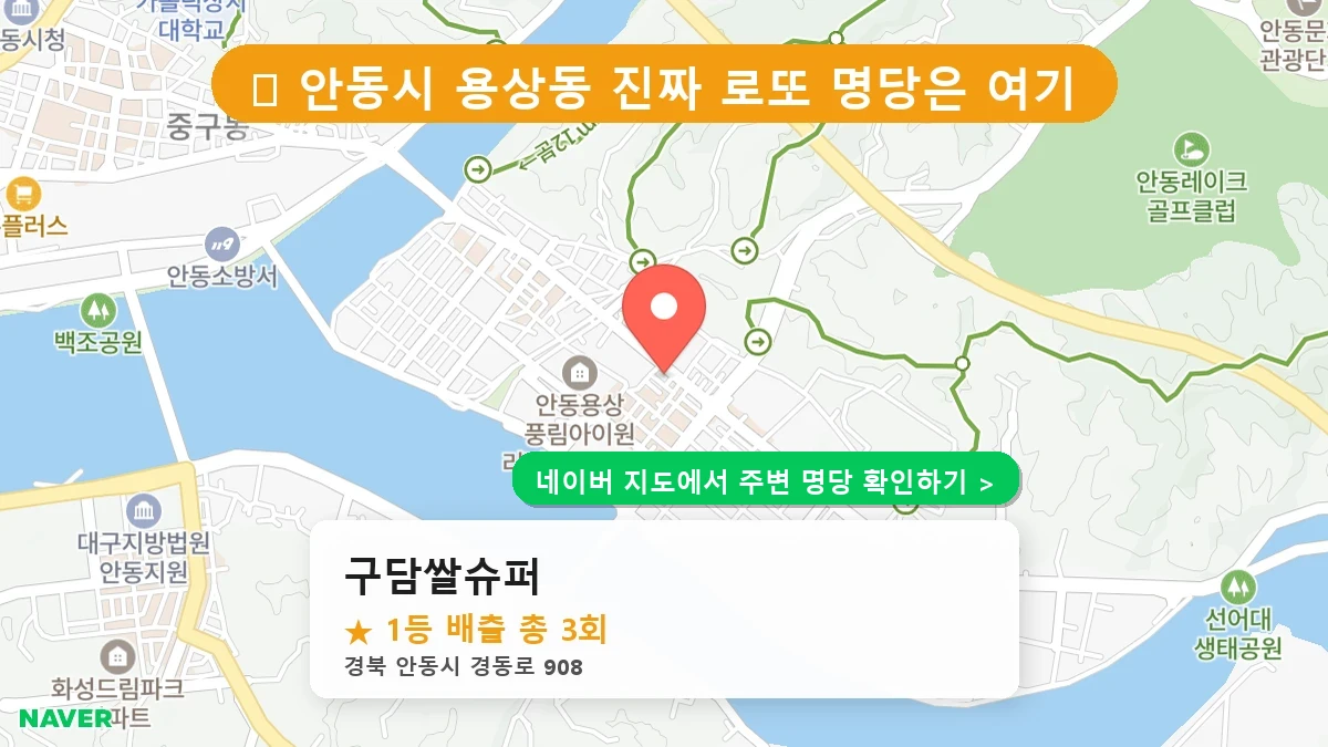 경북 안동시 용상동 로또 명당 구담쌀슈퍼 1등 당첨 배출점 전경