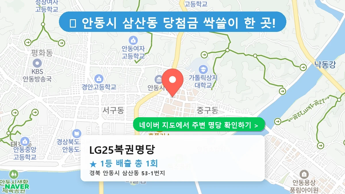 경북 안동시 삼산동 로또 명당 LG25복권명당 1등 당첨 배출점 전경