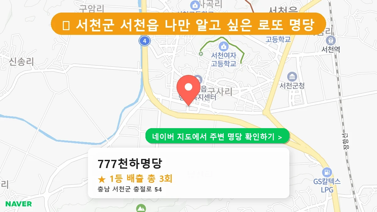 충남 서천군 서천읍 로또 명당 777천하명당 1등 당첨 배출점 전경