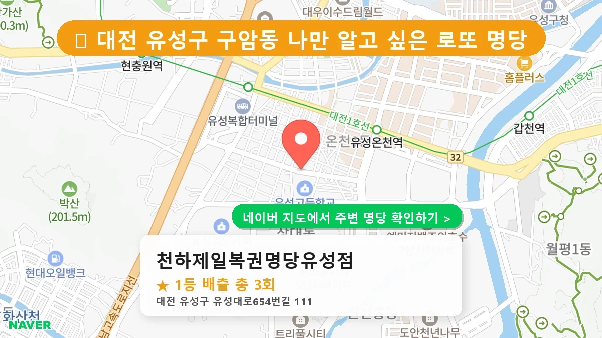 대전 유성구 구암동 로또 명당 천하제일복권명당유성점 1등 당첨 배출점 전경