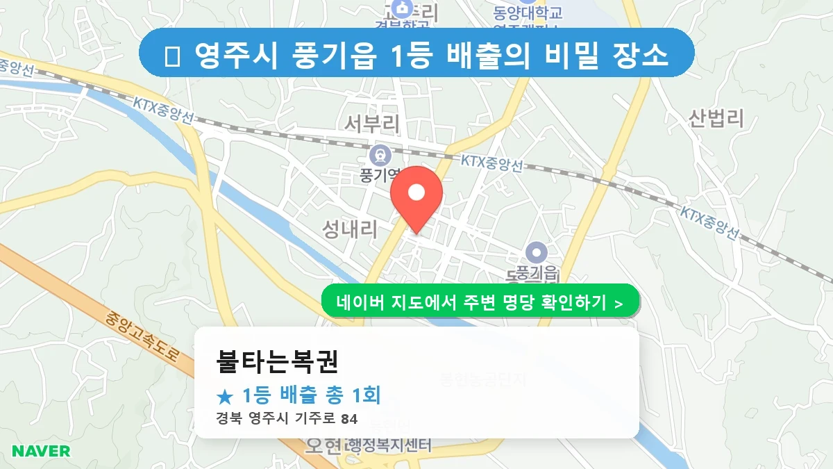 경북 영주시 풍기읍 로또 명당 불타는복권 1등 당첨 배출점 전경