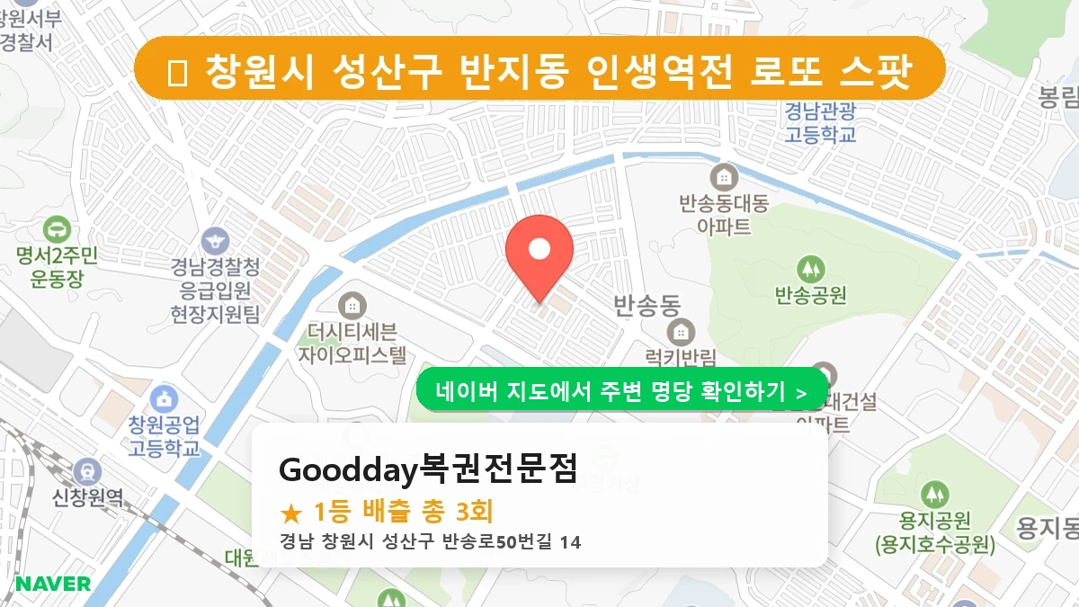 경남 창원시 성산구 반지동 로또 명당 Goodday복권전문점 1등 당첨 배출점 전경