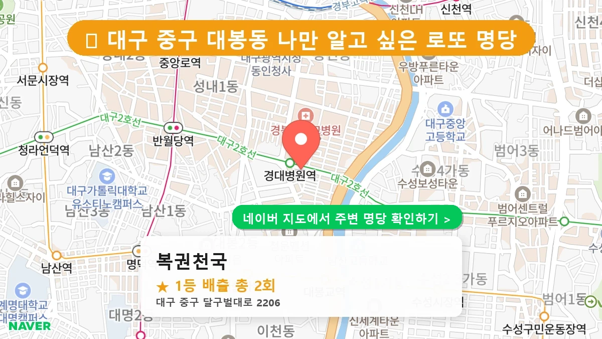 대구 중구 대봉동 로또 명당 복권천국 1등 당첨 배출점 전경