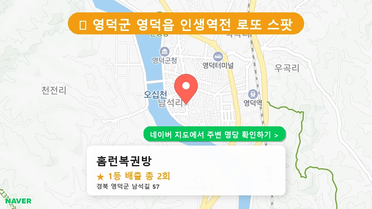 경북 영덕군 영덕읍 로또 명당 홈런복권방 1등 당첨 배출점 전경