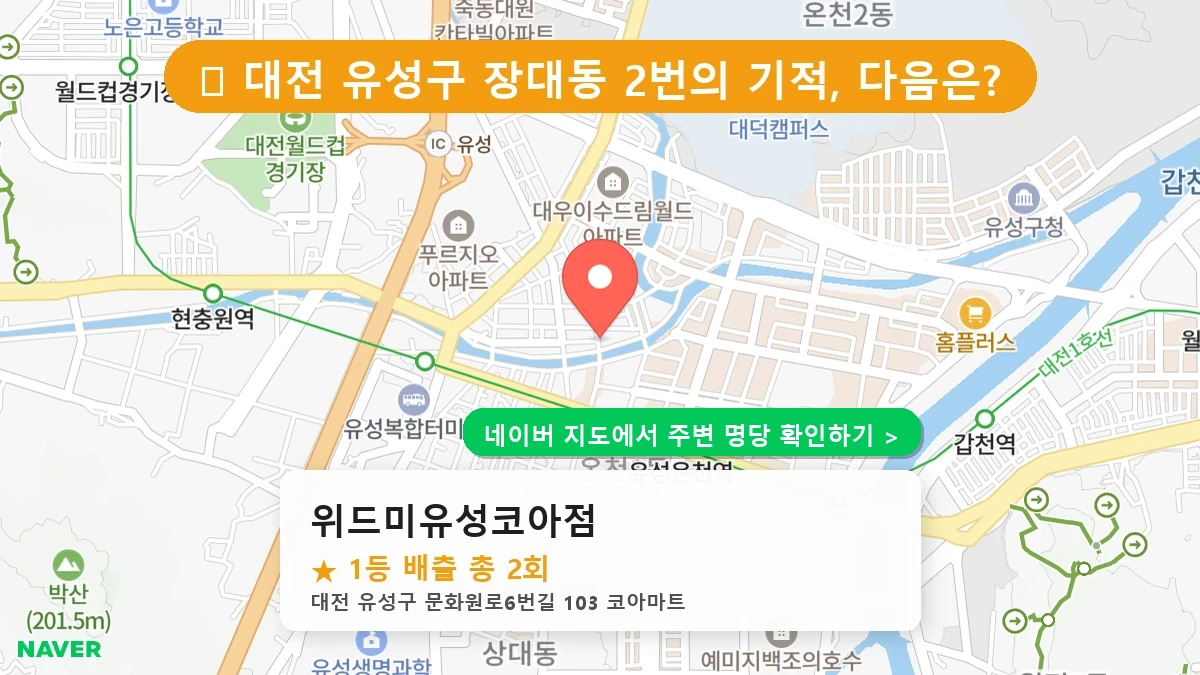 대전 유성구 장대동 로또 명당 위드미유성코아점 1등 당첨 배출점 전경