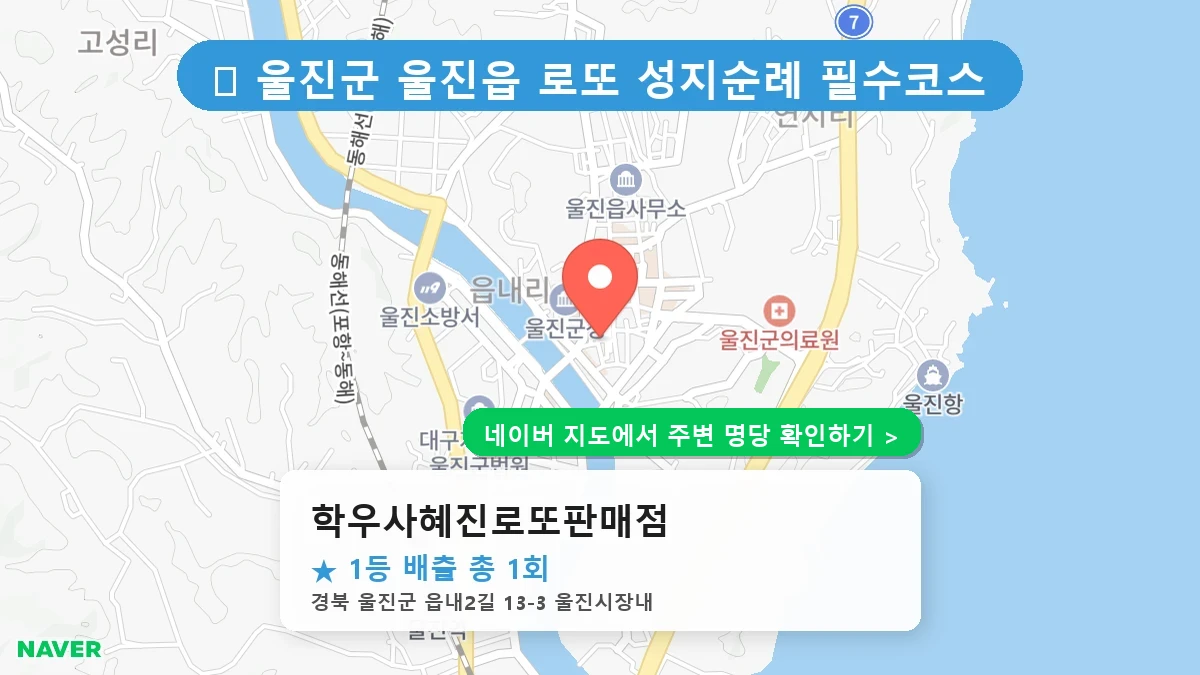 경북 울진군 울진읍 로또 명당 학우사혜진로또판매점 1등 당첨 배출점 전경