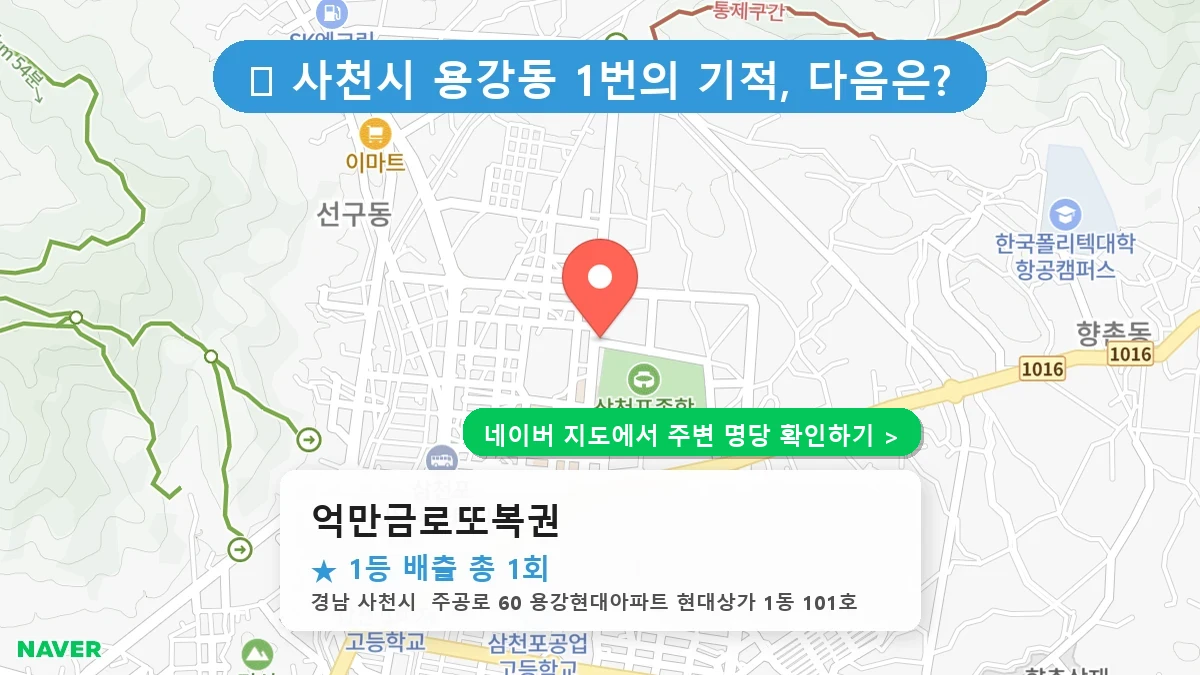 경남 사천시 용강동 로또 명당 억만금로또복권 1등 당첨 배출점 전경