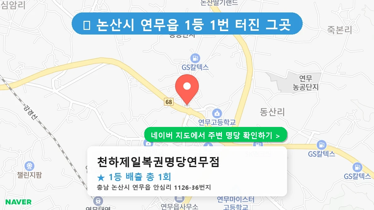 충남 논산시 연무읍 로또 명당 천하제일복권명당연무점 1등 당첨 배출점 전경