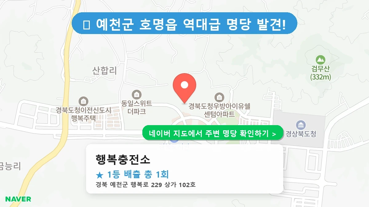 경북 예천군 호명읍 로또 명당 행복충전소 1등 당첨 배출점 전경