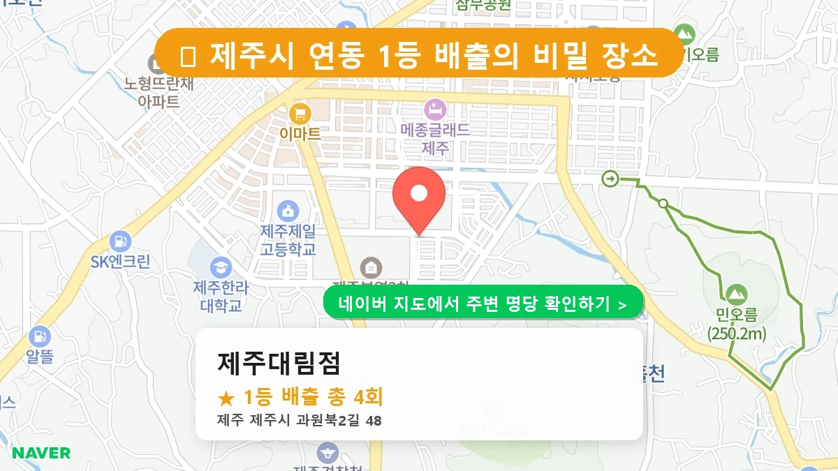 제주 제주시 연동 로또 명당 제주대림점 1등 당첨 배출점 전경