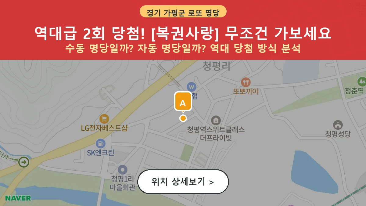 경기 가평군 청평면 로또 명당 복권사랑 1등 당첨 배출점 전경