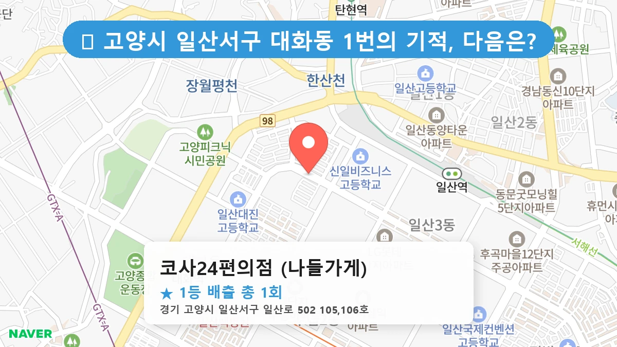 경기 고양시 일산서구 대화동 대화동 로또 명당 코사24편의점 (나들가게) 1등 당첨 배출점 전경